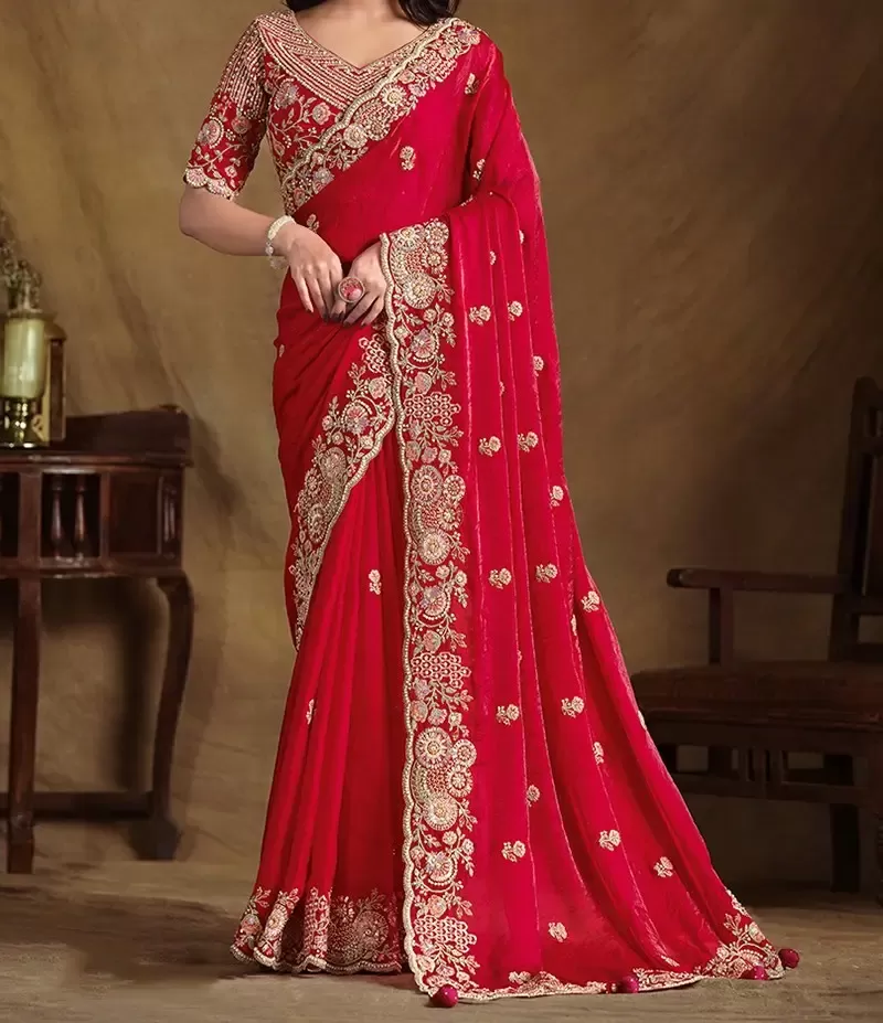 Red Banarasi saree