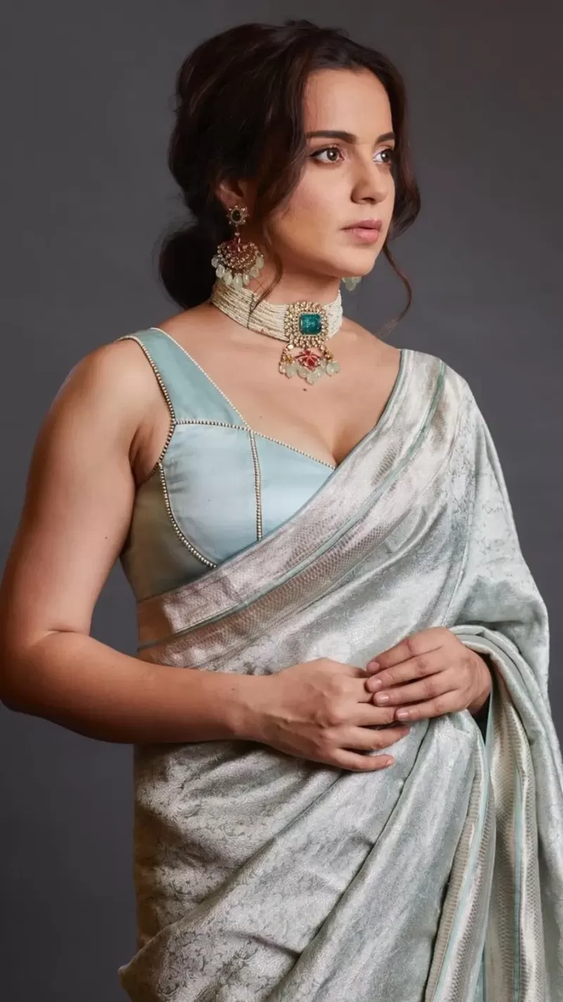 Kangana Ranaut Pastel Banarasi Saree