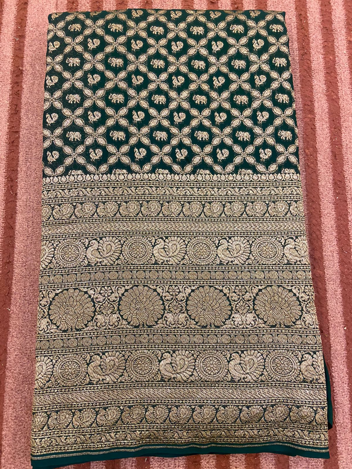 Dark green georgette banarasi