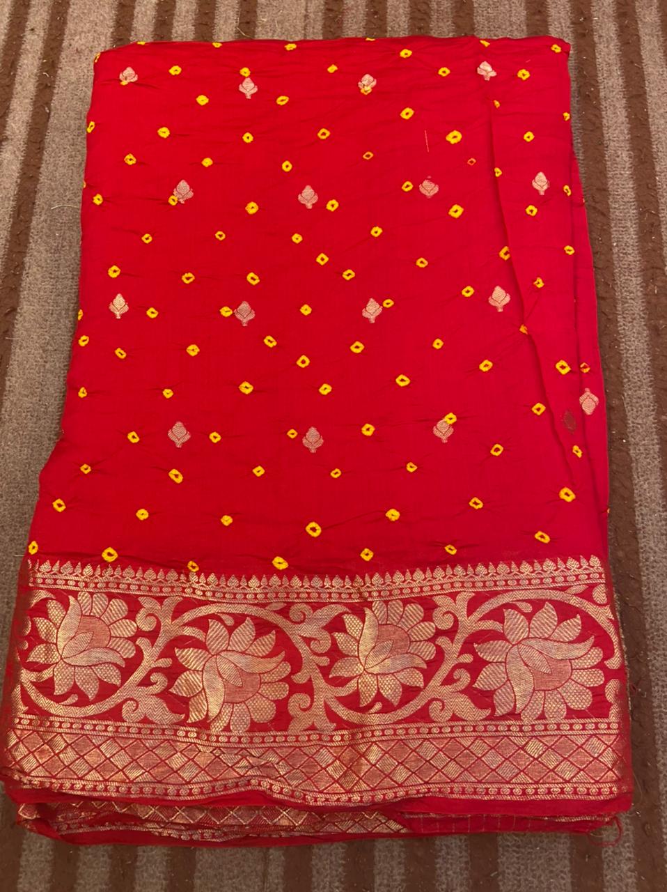 Red georgette khaddi banarasi