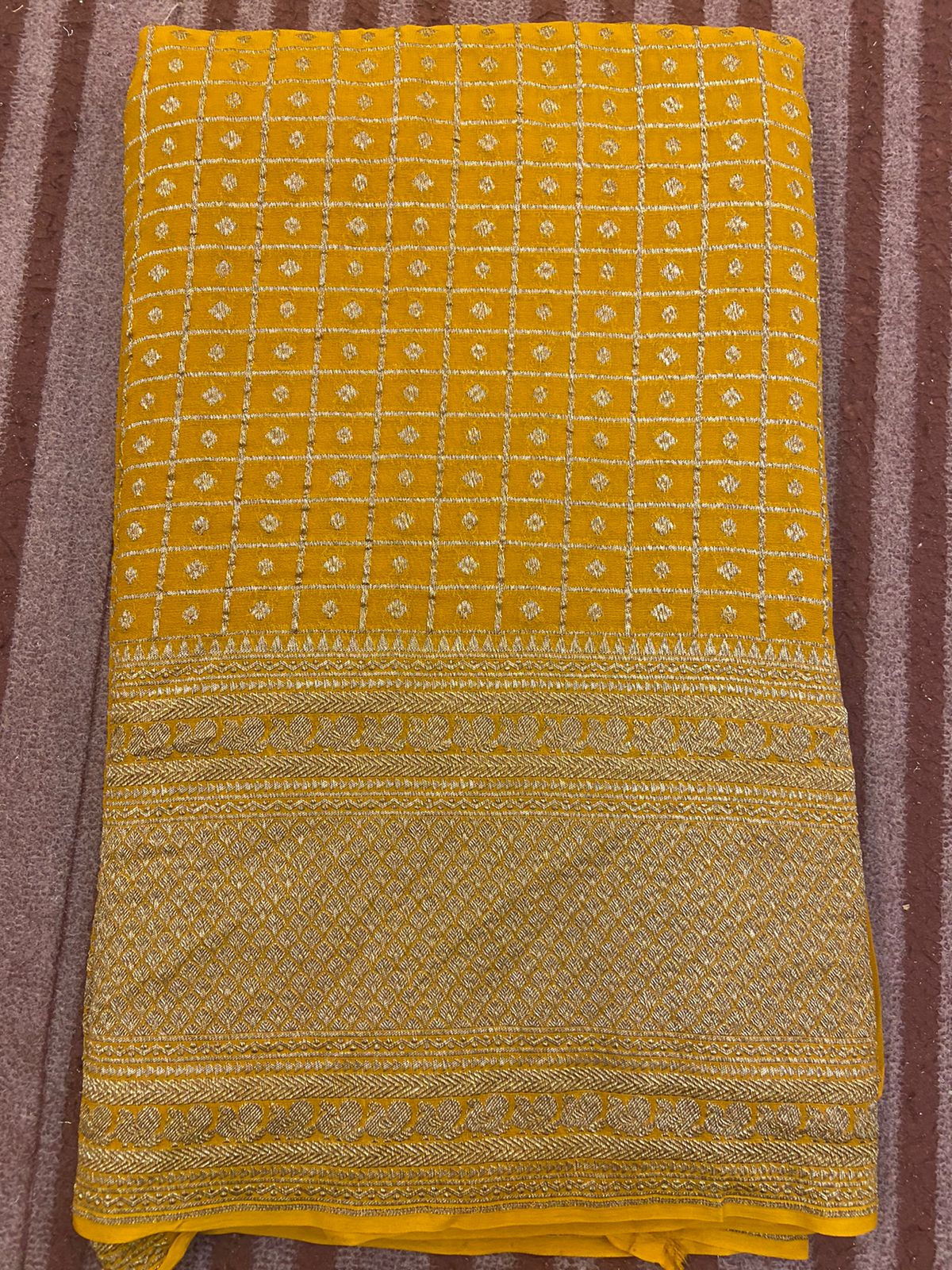 Yellow georgette banarasi